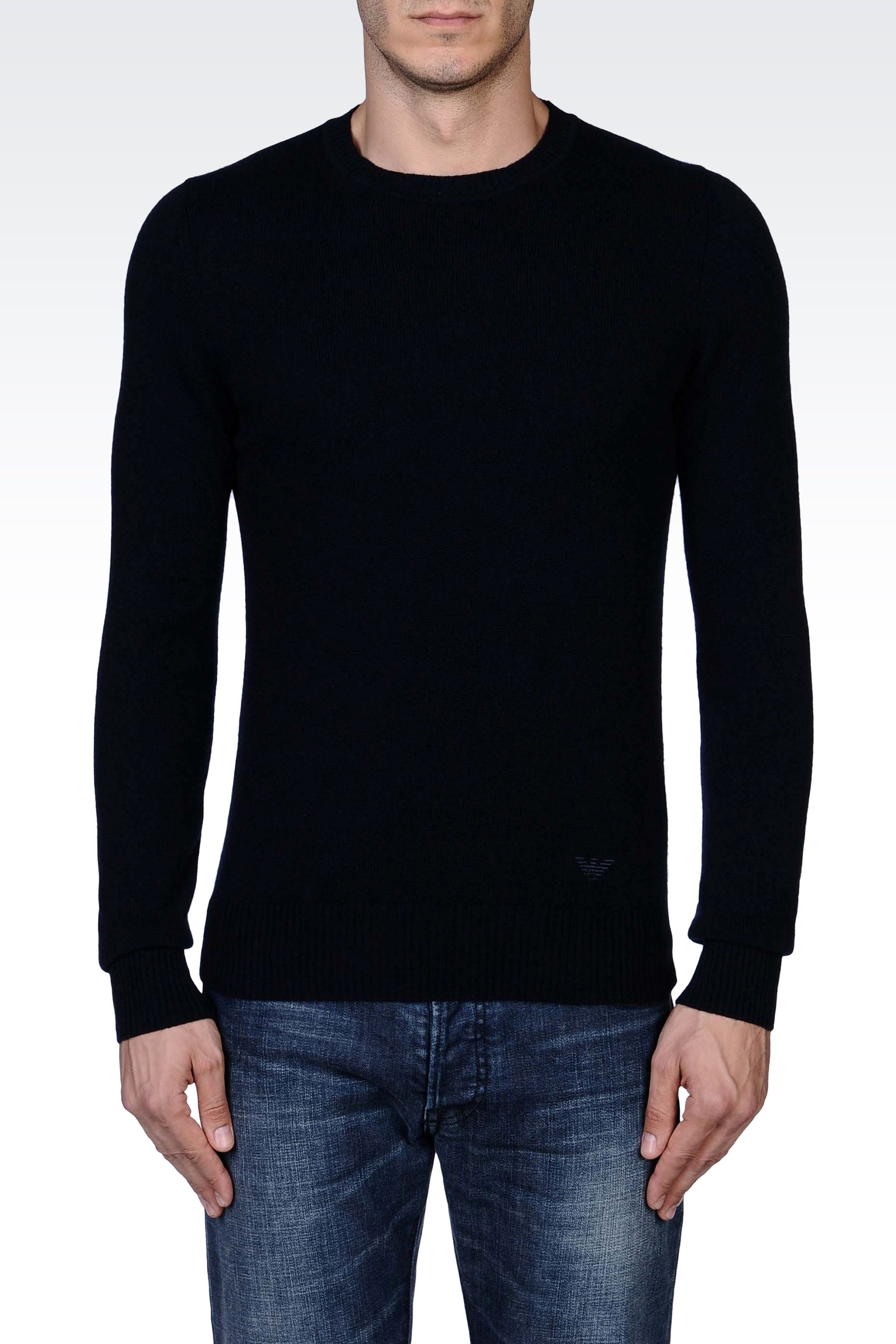 Emporio Armani Sweater In Cashmere in Blue for Men (Dark blue) | Lyst