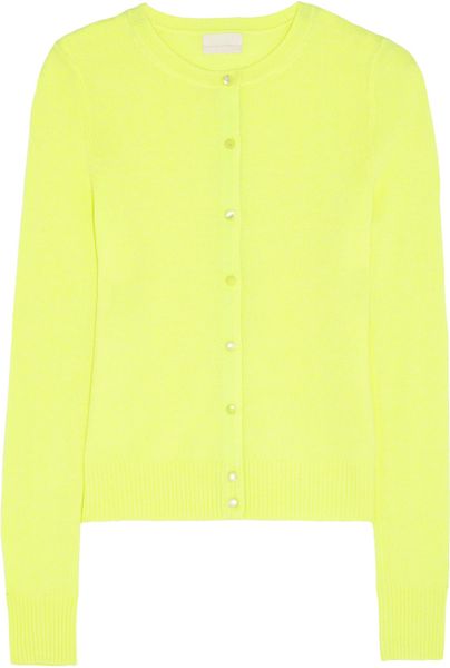 J.crew Neon Cashmere Cardigan in Yellow | Lyst