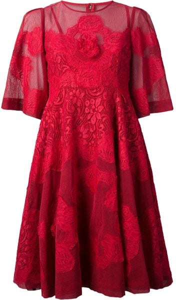 Dolce & Gabbana Lace Dress in Red | Lyst