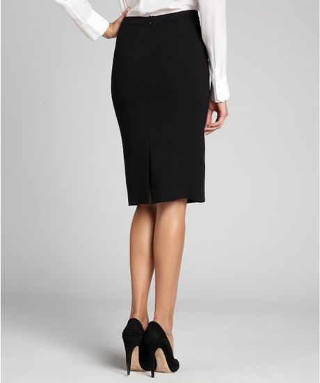 Dior Black Stretch Silk Pencil Skirt in Black | Lyst