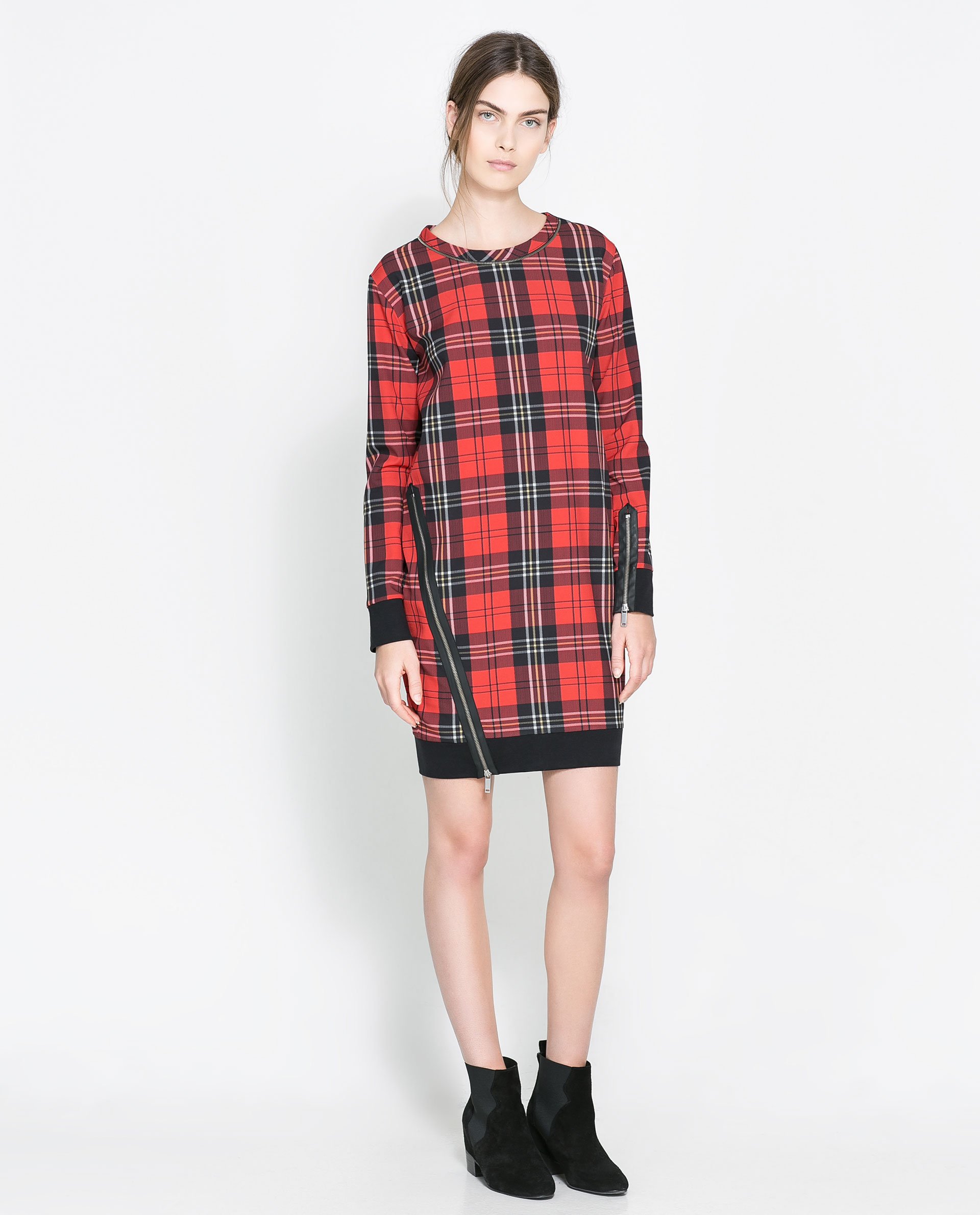 zara shirt dress red