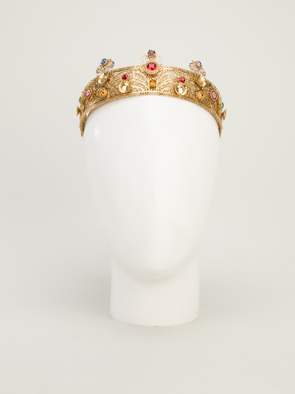 Lyst Dolce And Gabbana Bejewelled Crown In Metallic