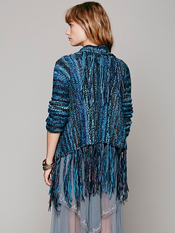 blue fringe cardigan