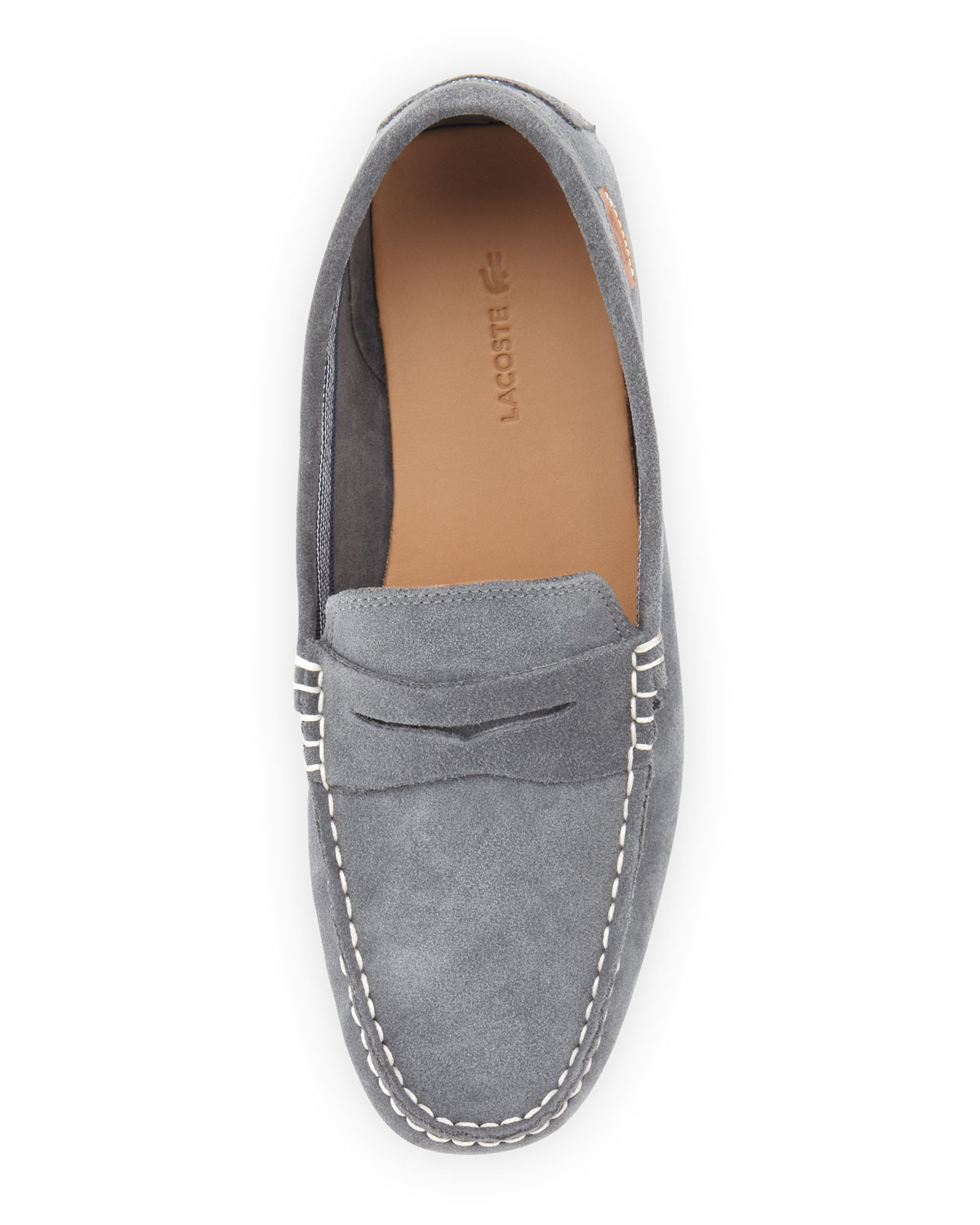 Lyst Lacoste Suede Penny Loafer Gray in Gray for Men