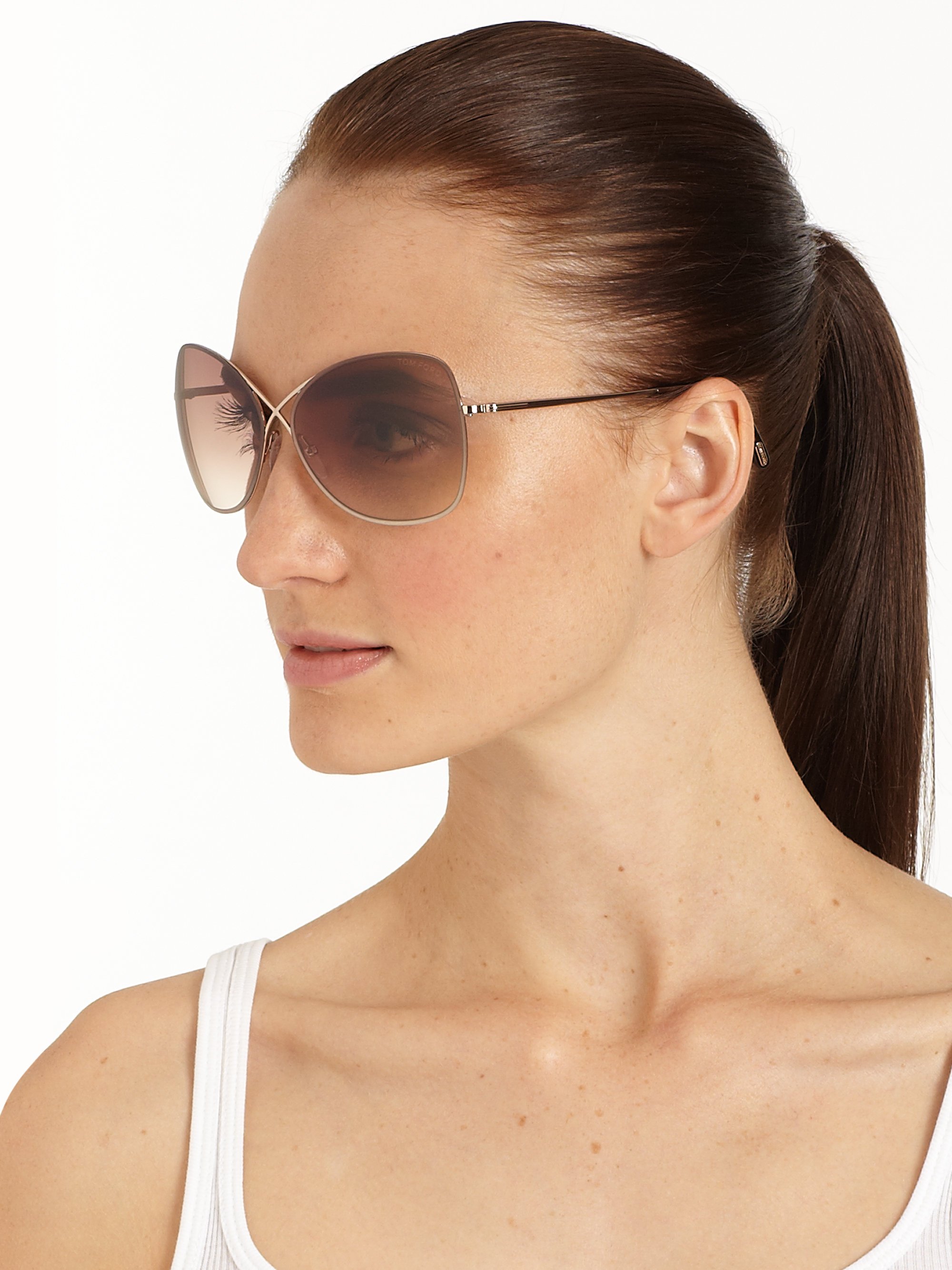 Lyst - Tom Ford Colette Crossover Round Sunglasses in Brown