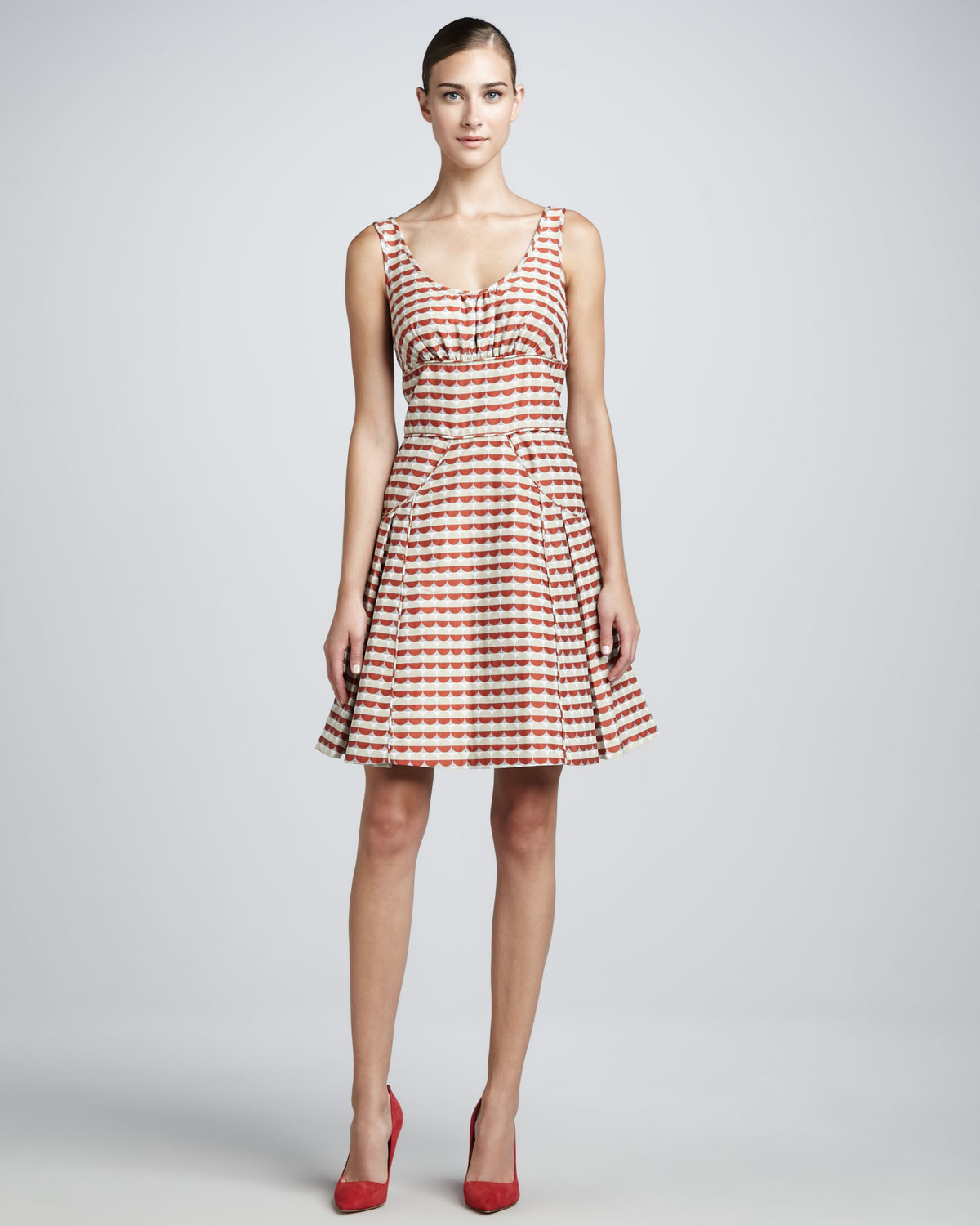 Lyst Z Spoke By Zac Posen Gathered Bodice Flare Dress in Red