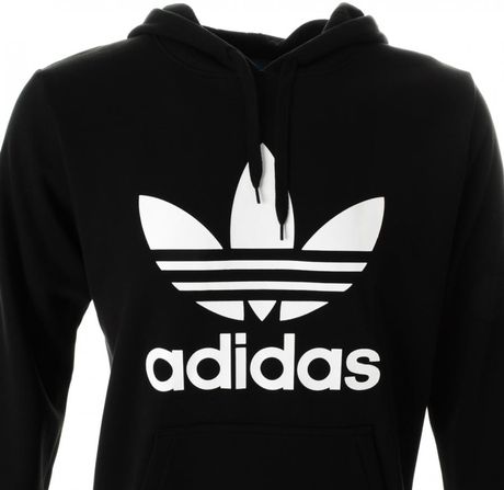 Adidas Originals Trefoil Hooded Jumper in Black for Men | Lyst