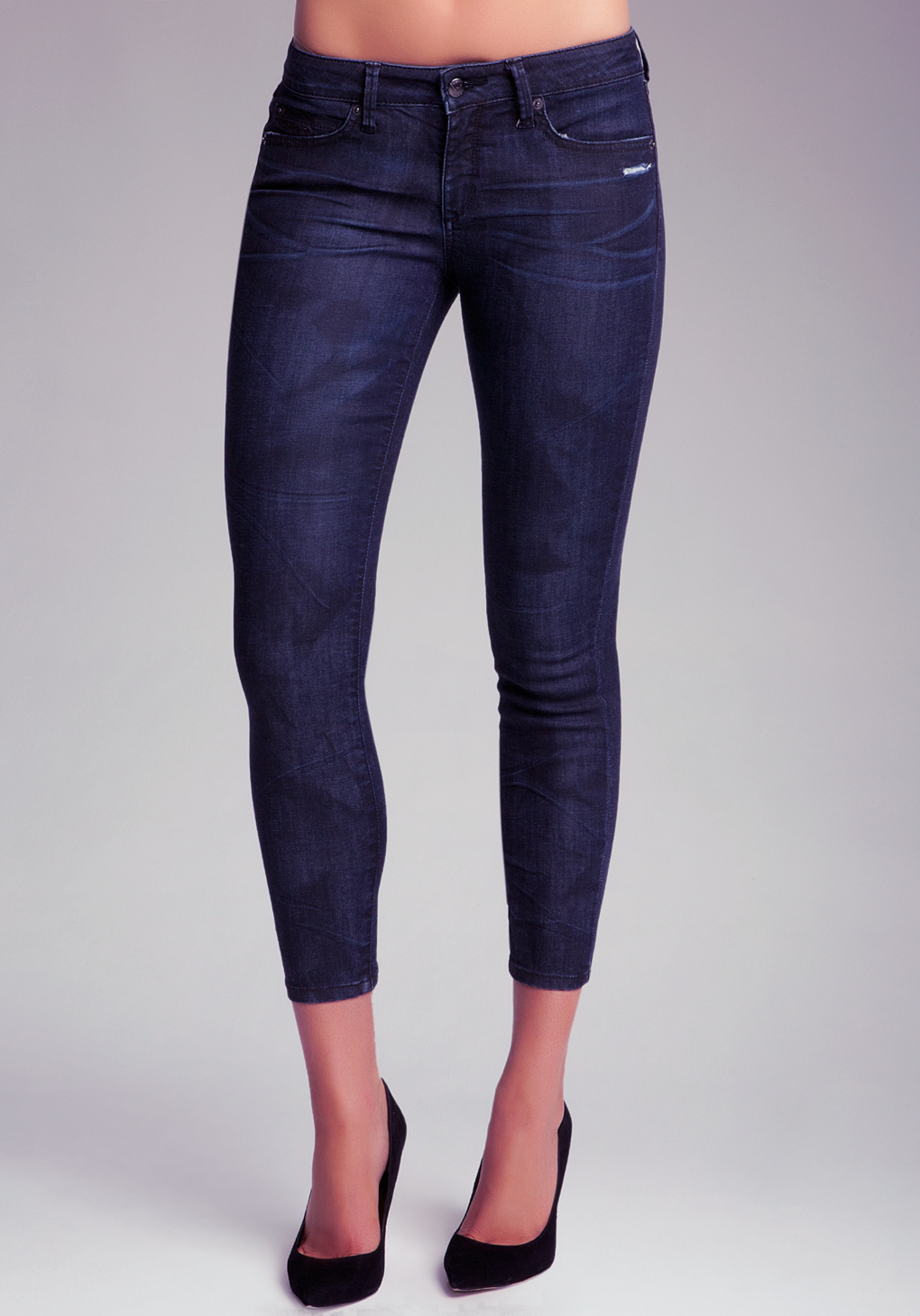 Lyst - Bebe Back Zip Skinny Jeans in Blue