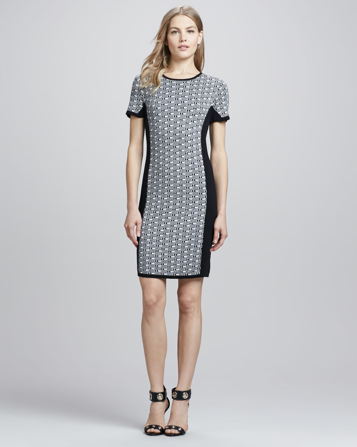 Dex Jacquardknit Panel Dress in Gray (BLACK) | Lyst