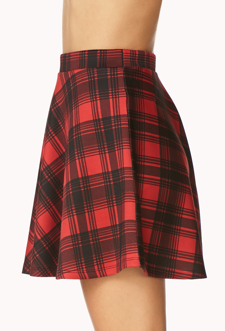 Lyst - Forever 21 Grunge Plaid Skater Skirt in Red