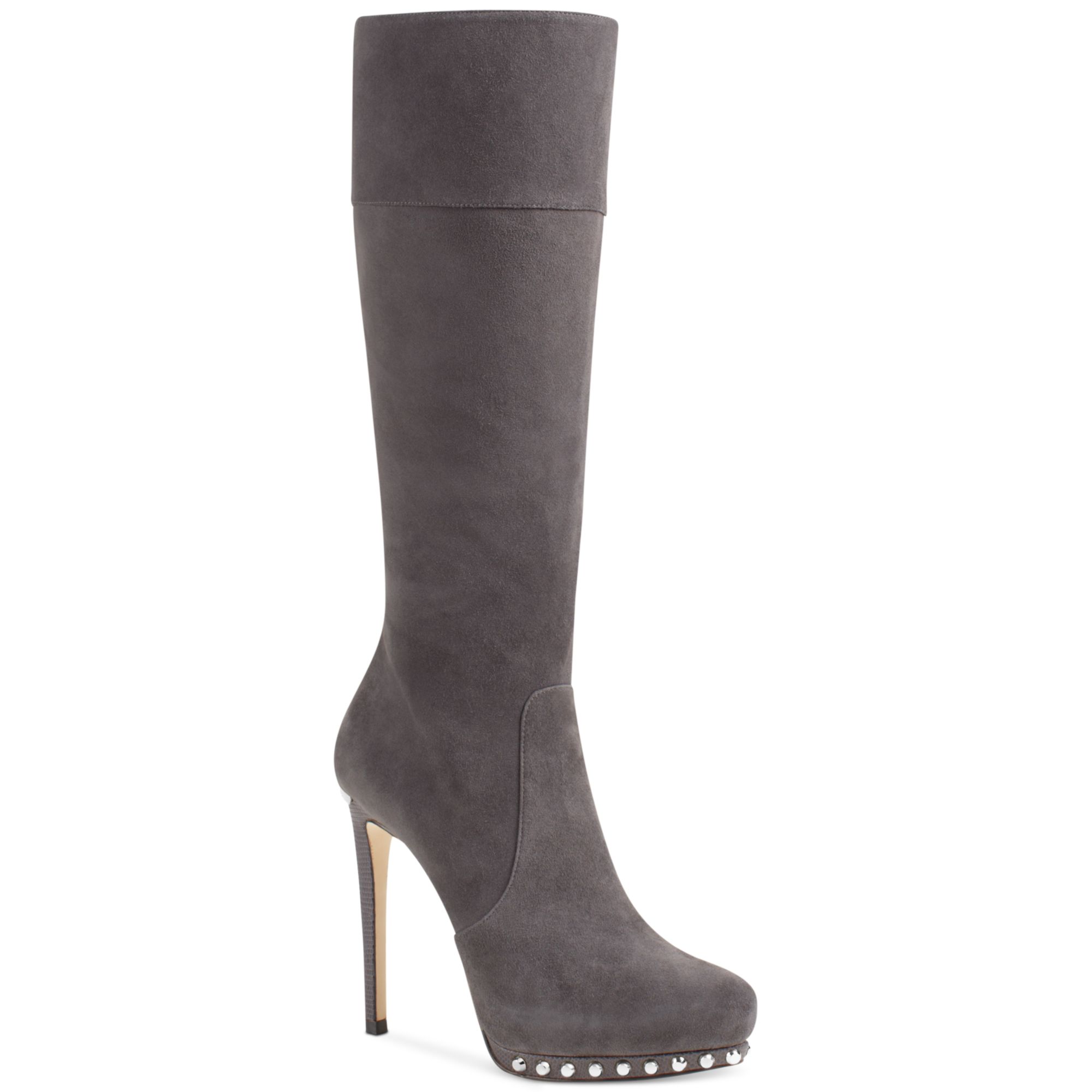 Lyst Michael Kors Aileen Tall High Heel Dress Boots in Gray