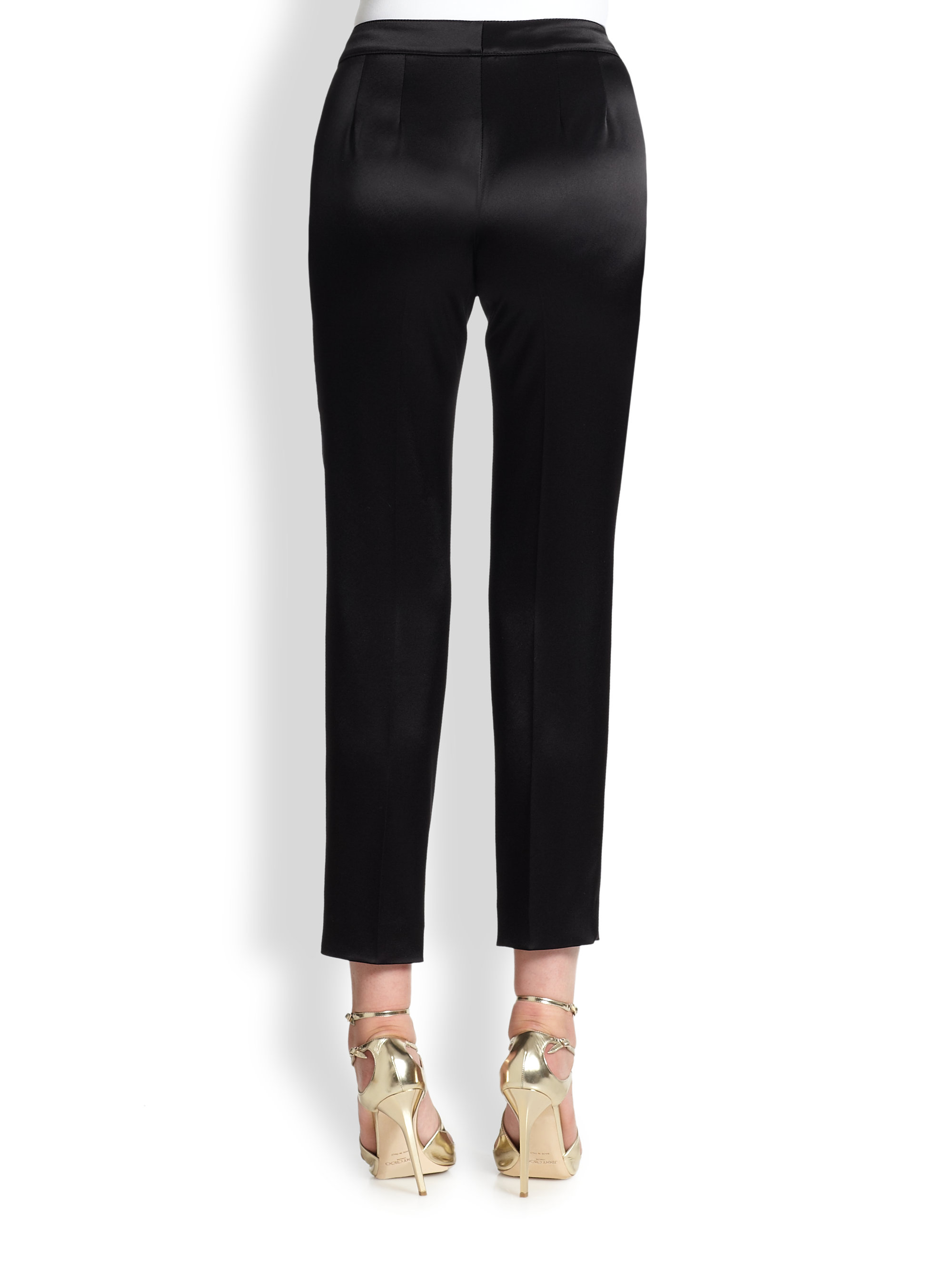 St. John Emma Liquid Satin Pants in Black - Lyst