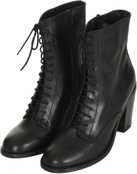 Topshop Abra Lace Up Witch Boots in Black | Lyst