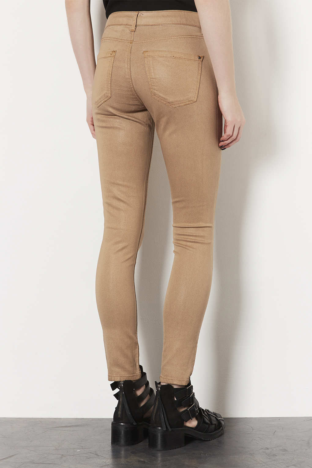 Lyst Moto Camel Coated Leigh Jeans in Brown