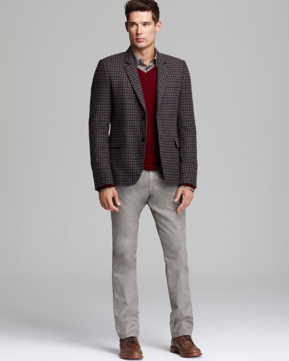 Lyst - Vince Soft Wool Check Blazer in Brown for Men