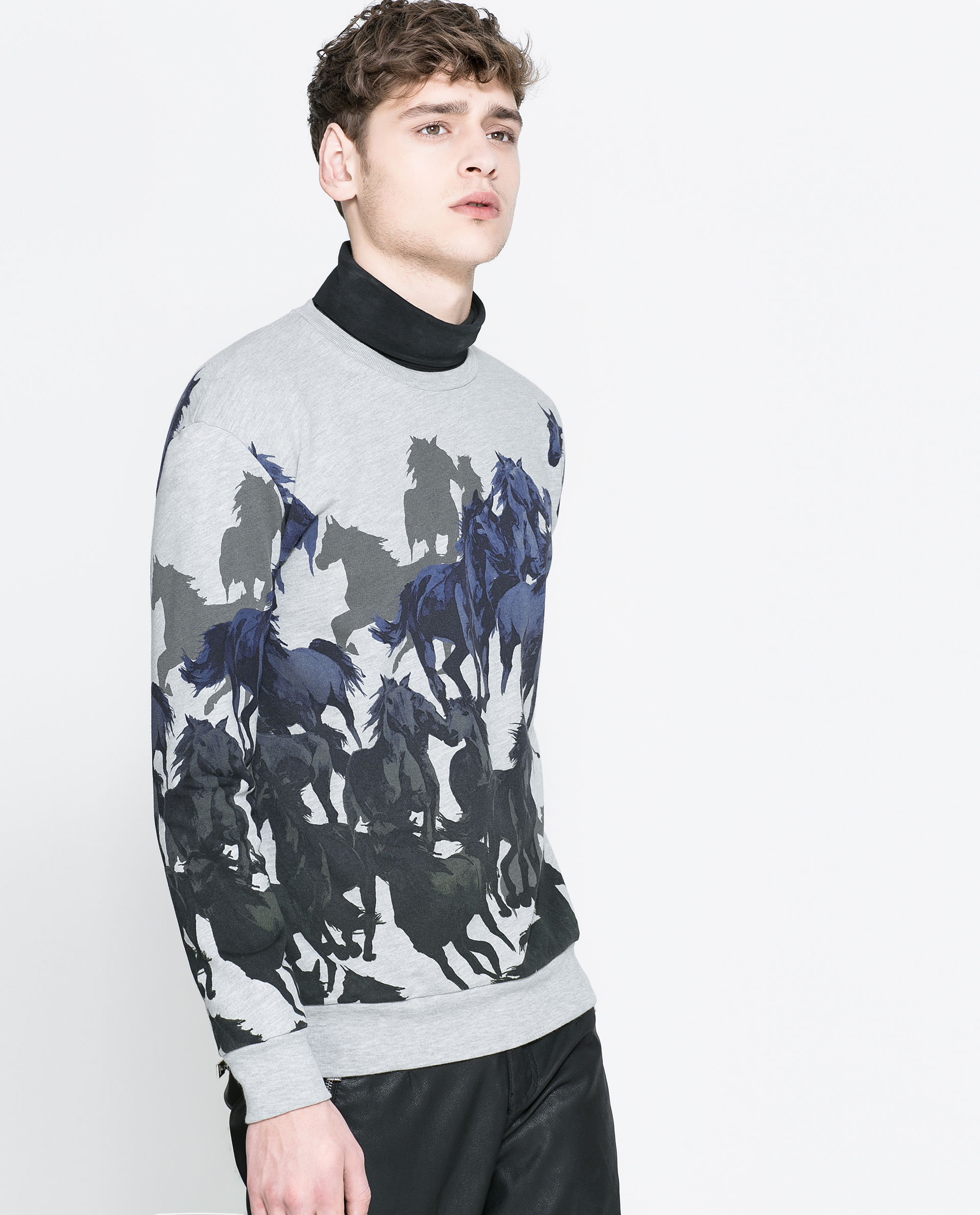 Zara Horse Print Sweatshirt in Gray for Men | Lyst