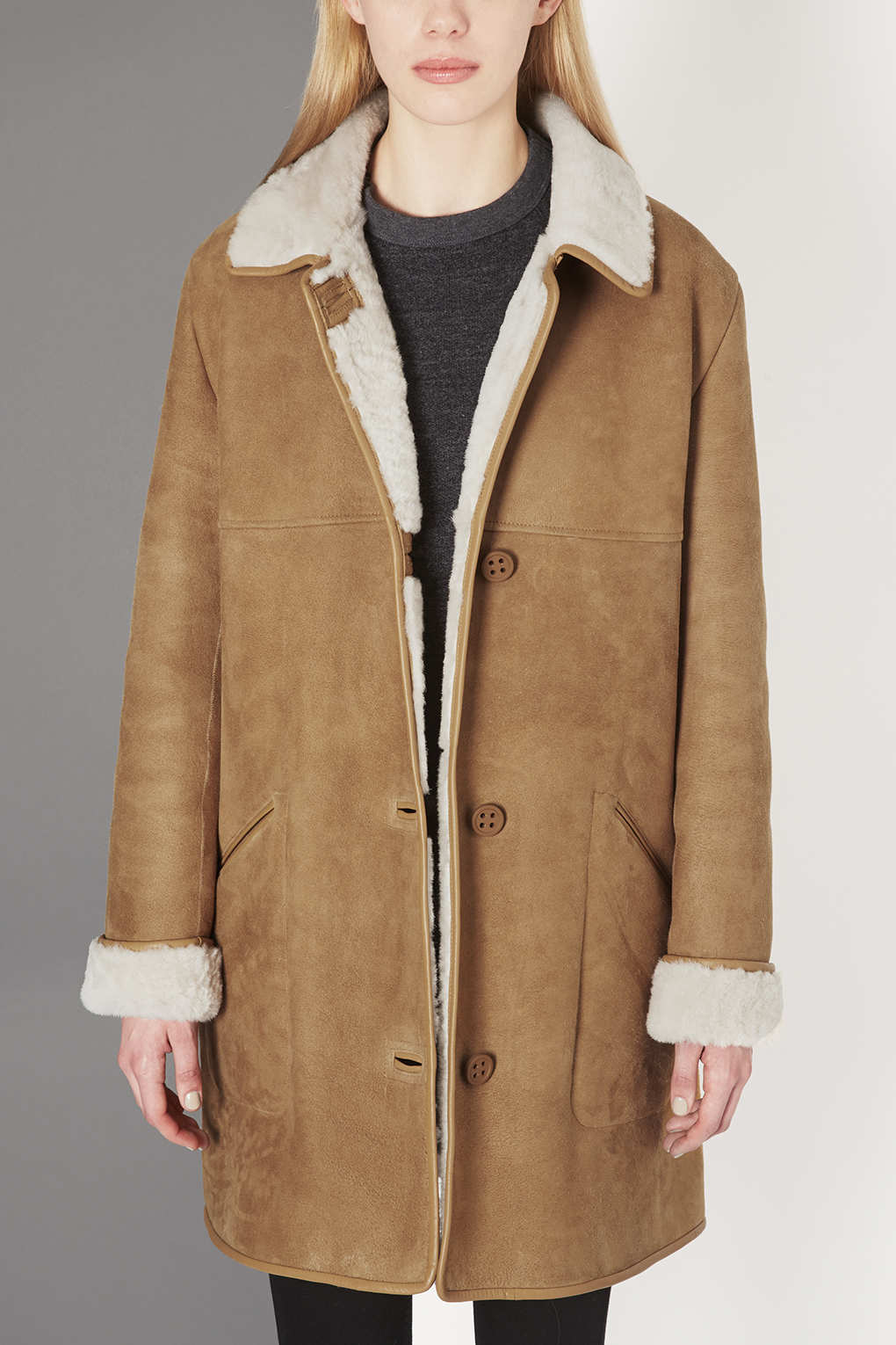 Topshop Ultimate Sheepskin Coat By Boutique in Brown | Lyst