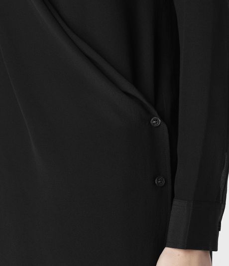 Allsaints Serra Shirt Dress in Black | Lyst