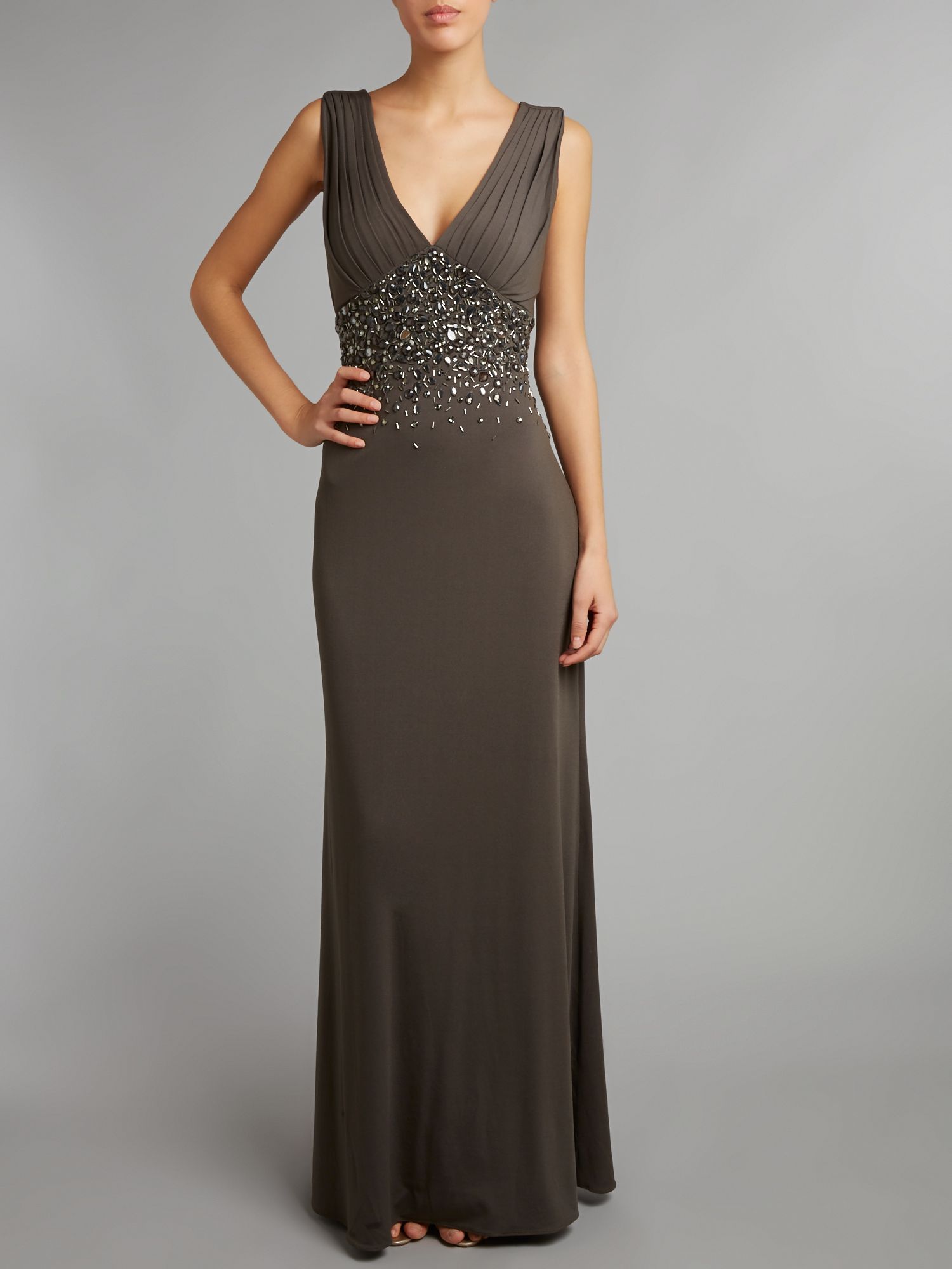 v neck gown design