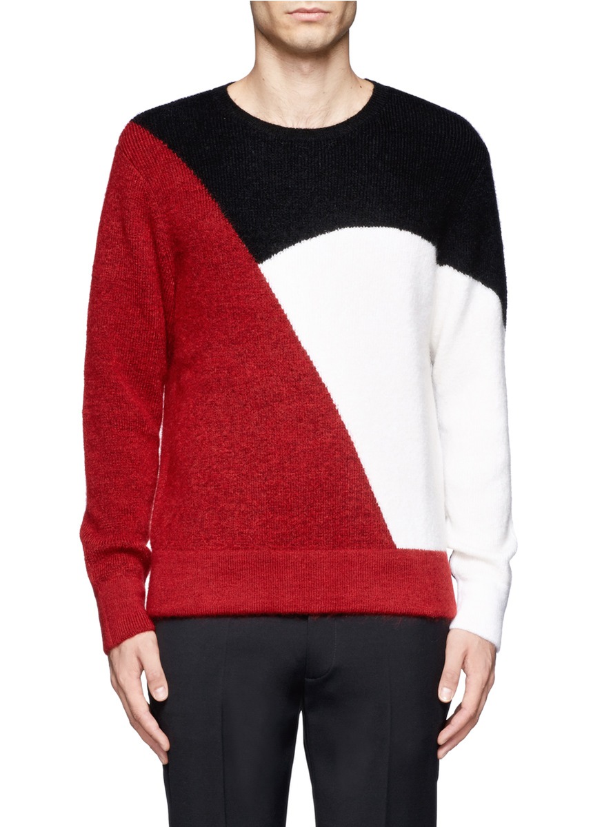 Lyst - Neil Barrett Colour-block Sweater in Red for Men