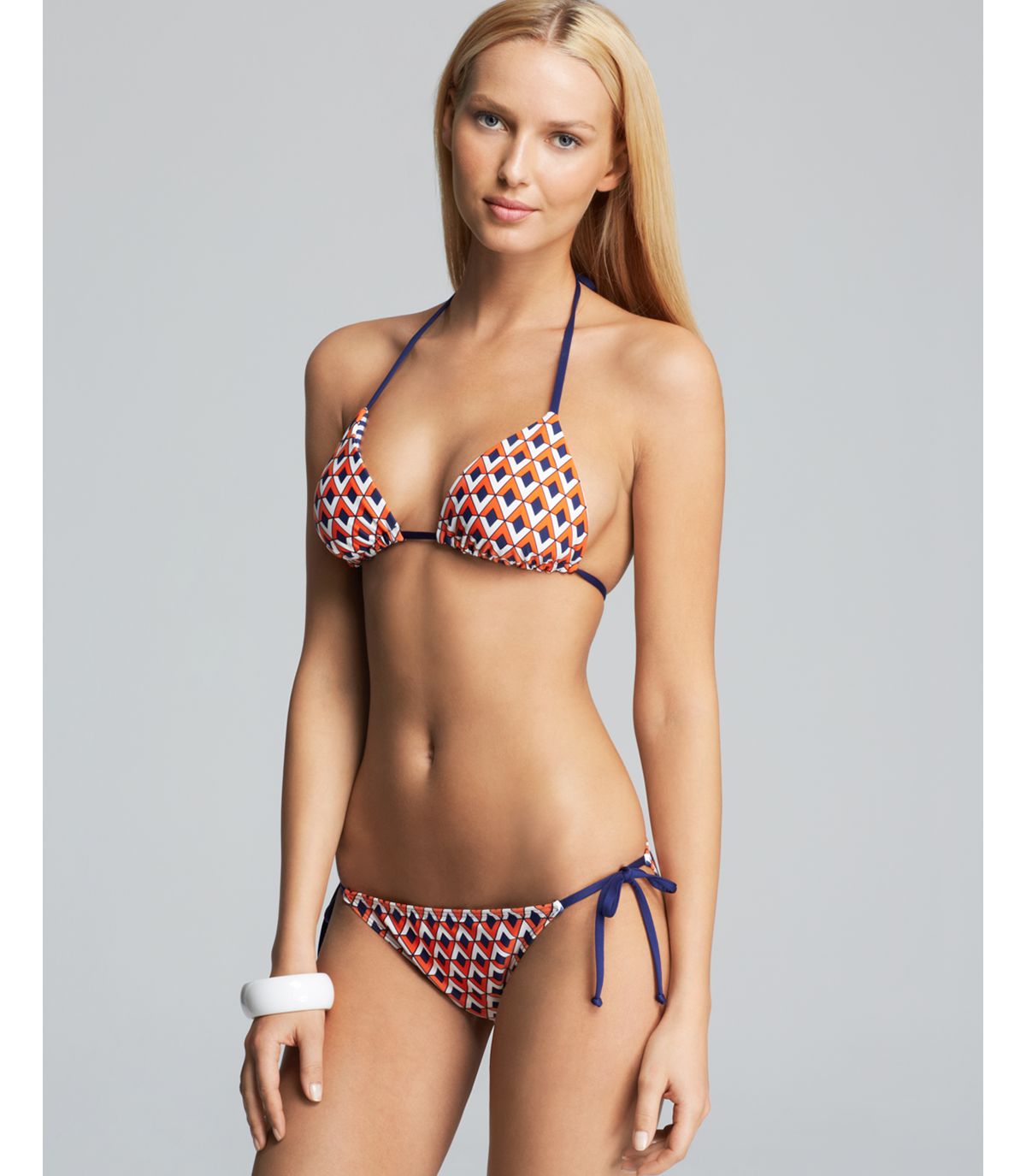 Lyst Splendid Pop Geo Reversible Triangle Bikini Top In Orange