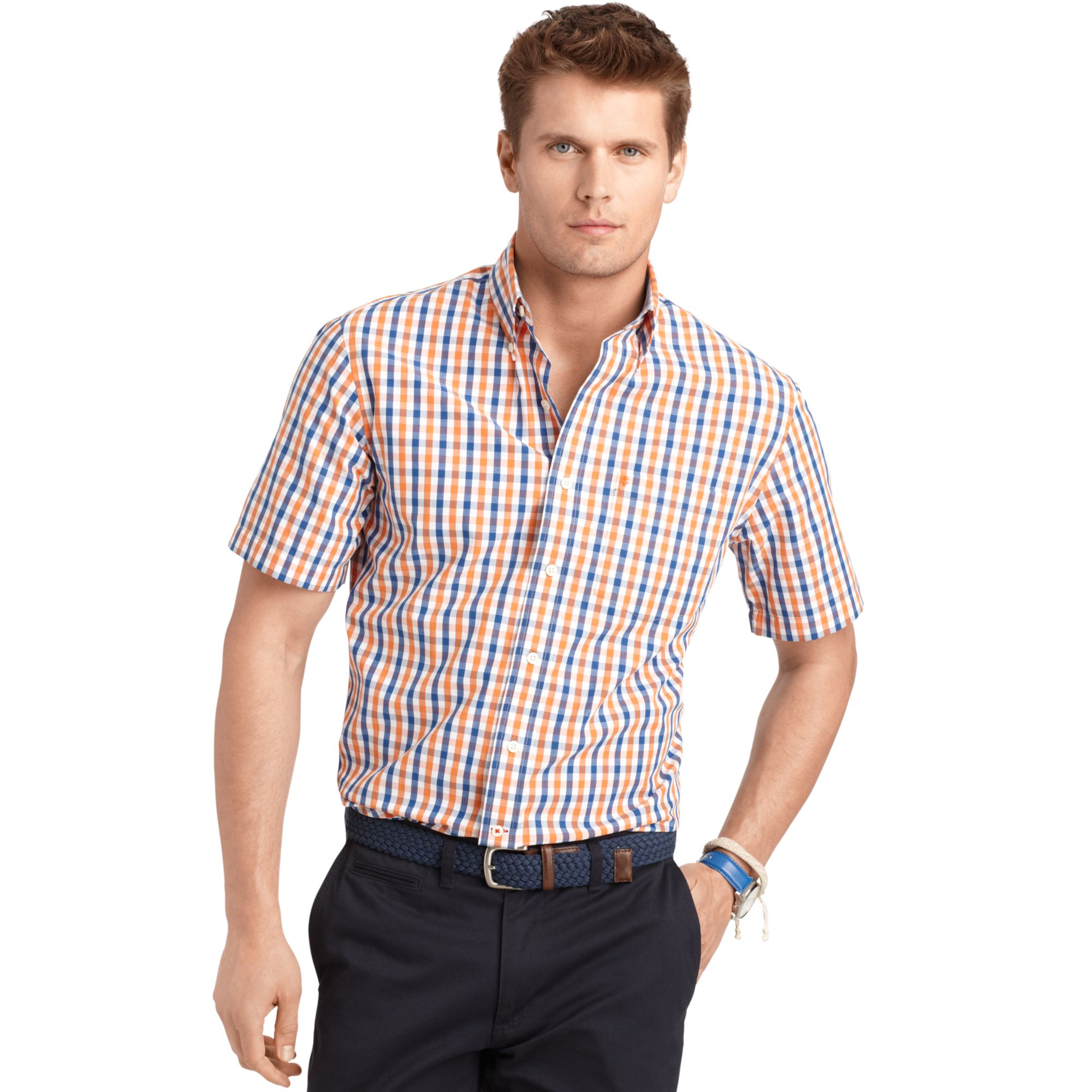 Lyst - Izod Shirt Short Sleeve Gingham Check Shirt for Men