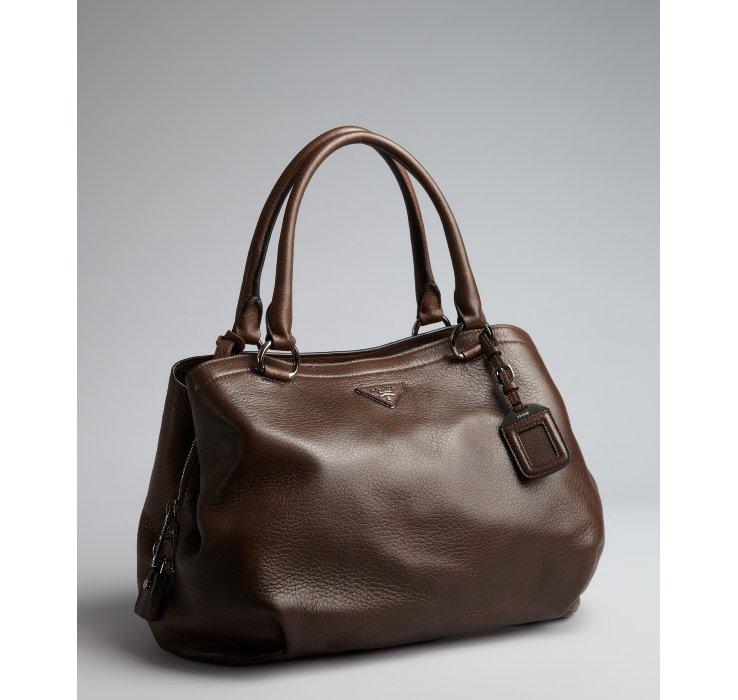 prada brown leather satchel  