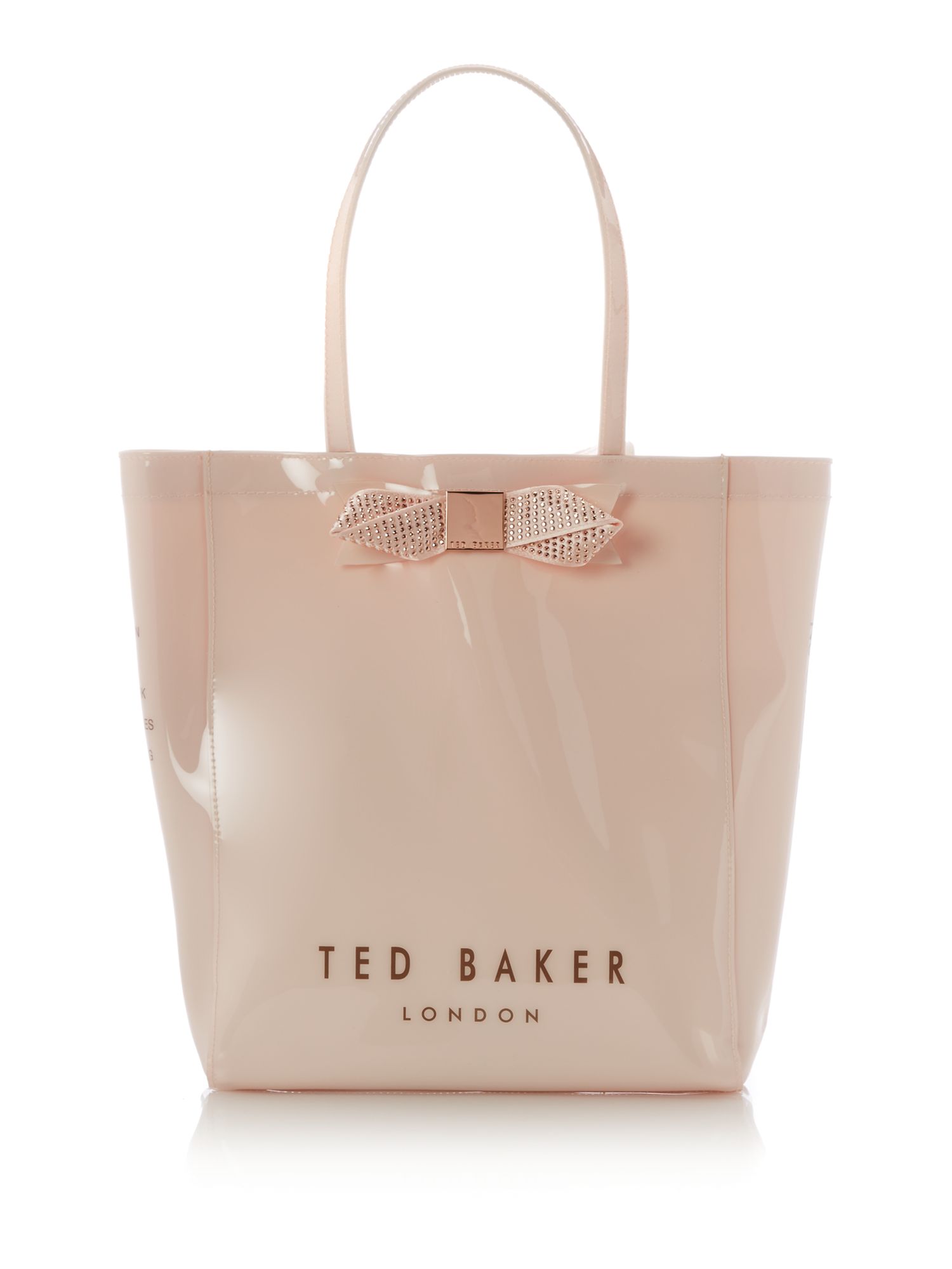 Ted Baker Medium Neutral Bow Gem Icon Tote Bag in Pink (Metallic) | Lyst