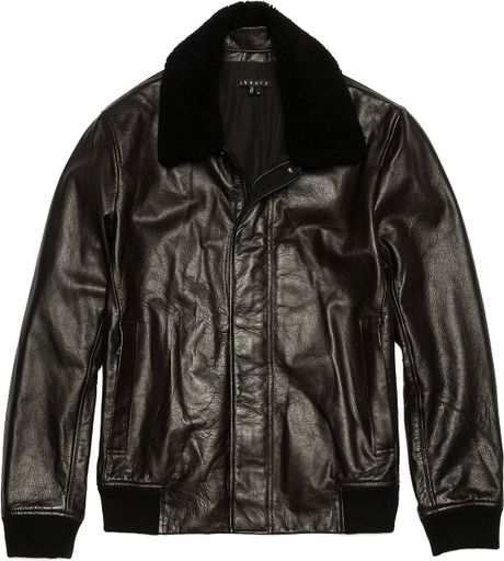 Theory Asmond Gamba Leather Bomber Jacket in Brown for Men (Scarnish ...