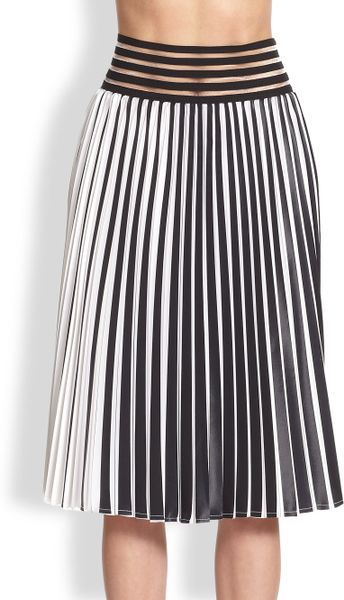 Christopher Kane Pleated Stripe Skirt in Black (WHITE BLACK) | Lyst