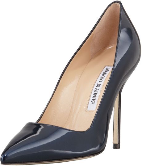 Manolo Blahnik Bb Shimmer Patent 105Mm Pump in Blue (NAVY) | Lyst