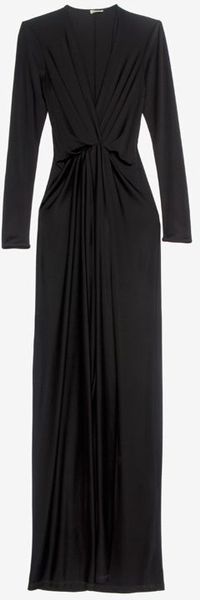 L'agence Long Sleeve Jersey Maxi Dress in Black | Lyst