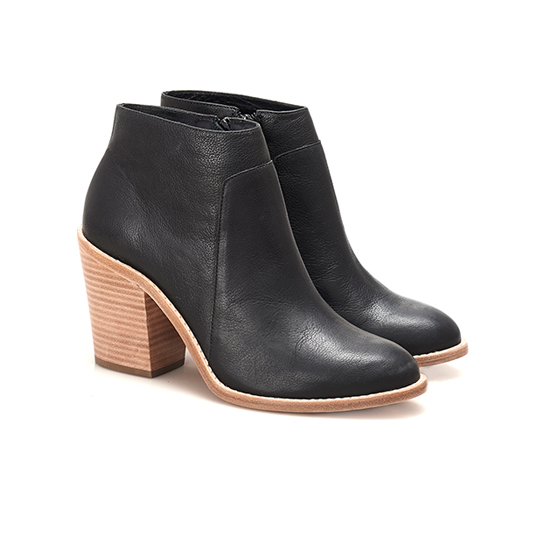 stacked heel bootie