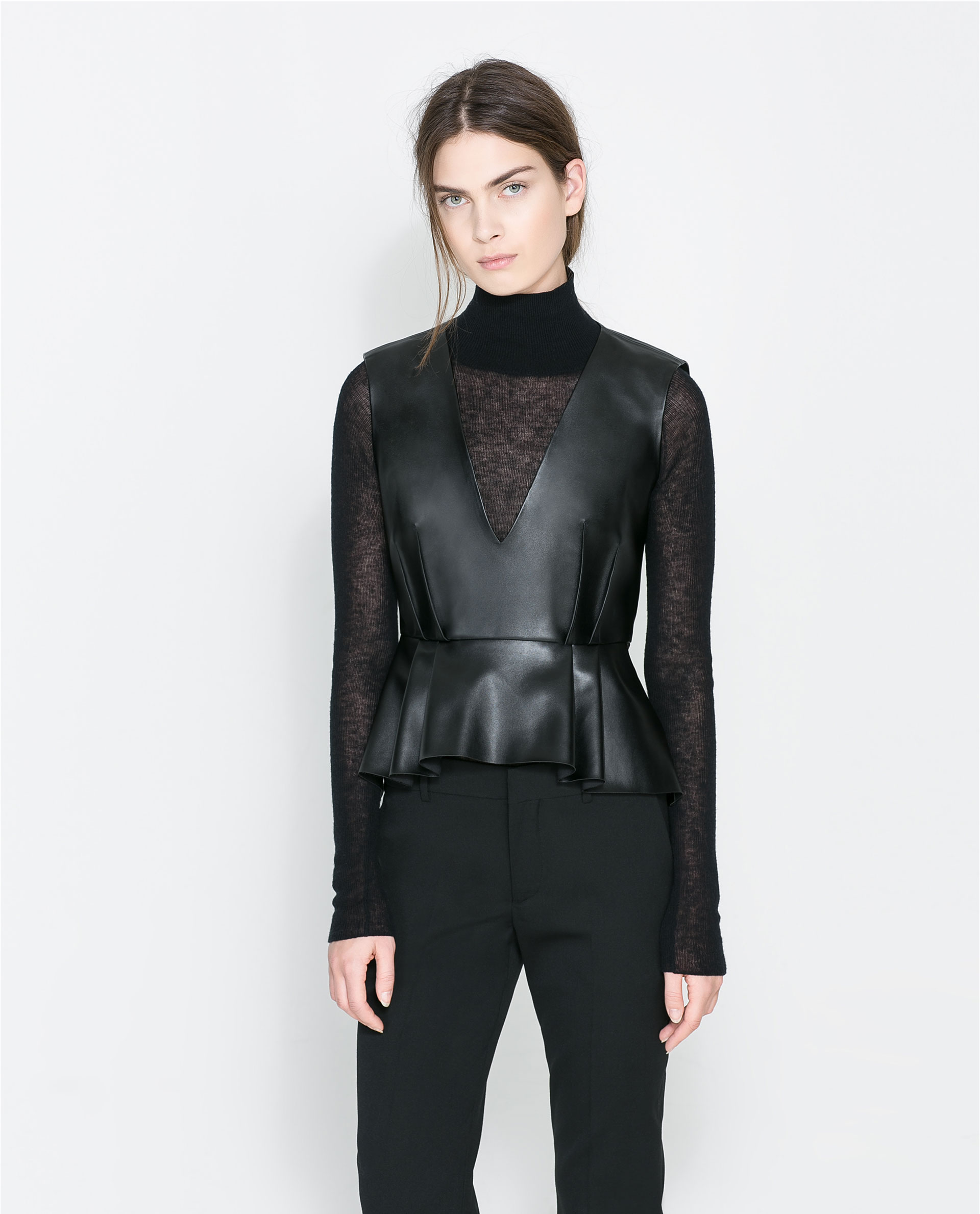 Zara Faux Leather Studio Top In Black Lyst Gallery