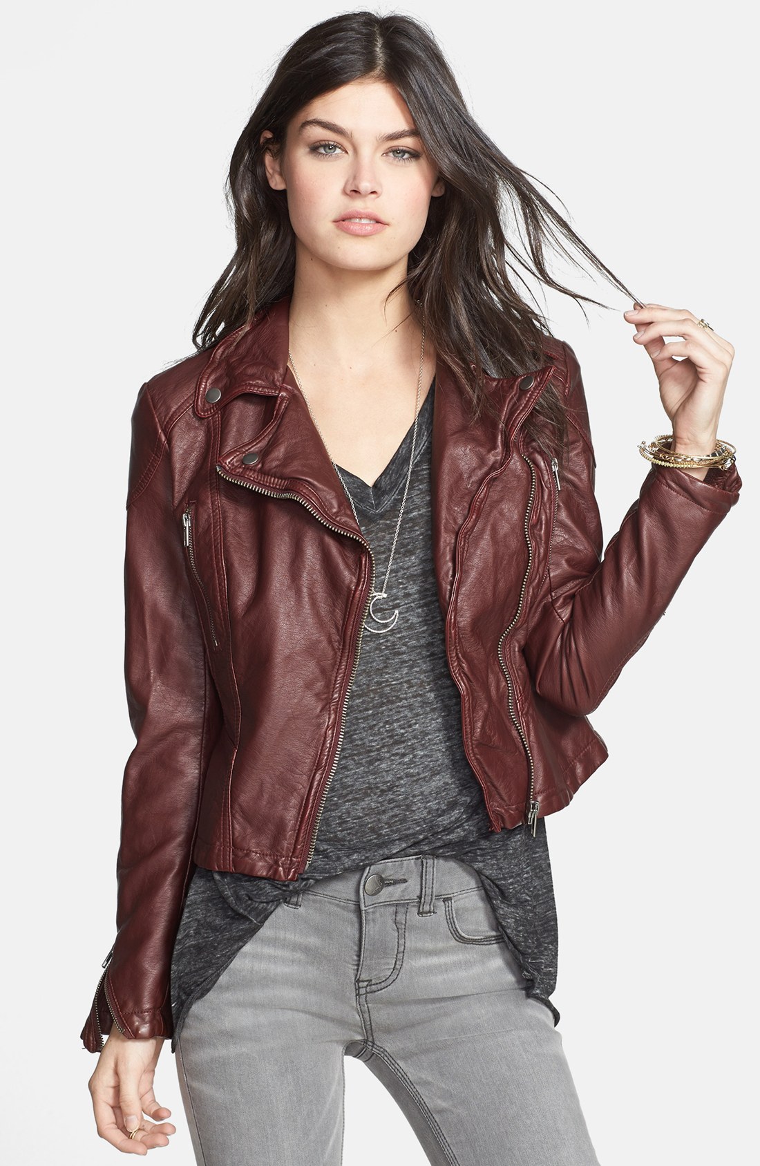 Distressed Faux Leather Jacket Cairoamani Com Free People Distressed Faux Leather Moto Jacket In Purple Lyst