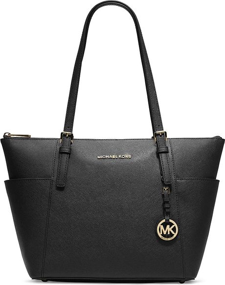 Michael Kors Jet Set Saffiano Tote in Black | Lyst