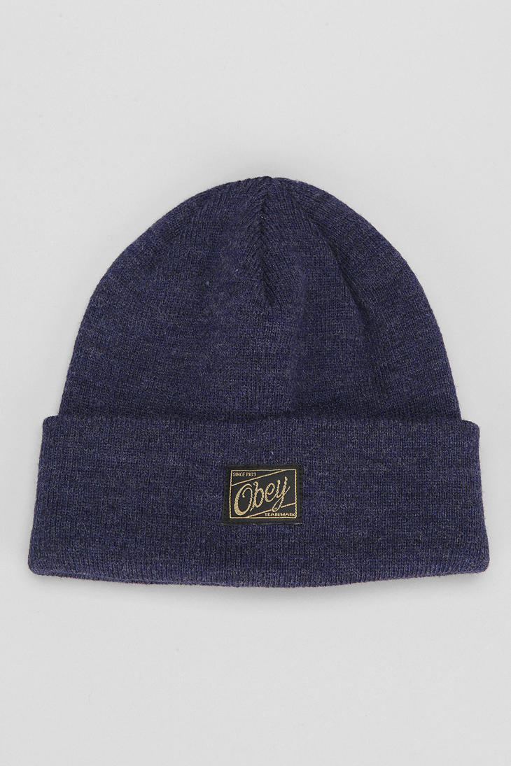 Lyst Urban outfitters Obey Jobber Beanie in Blue for Men
