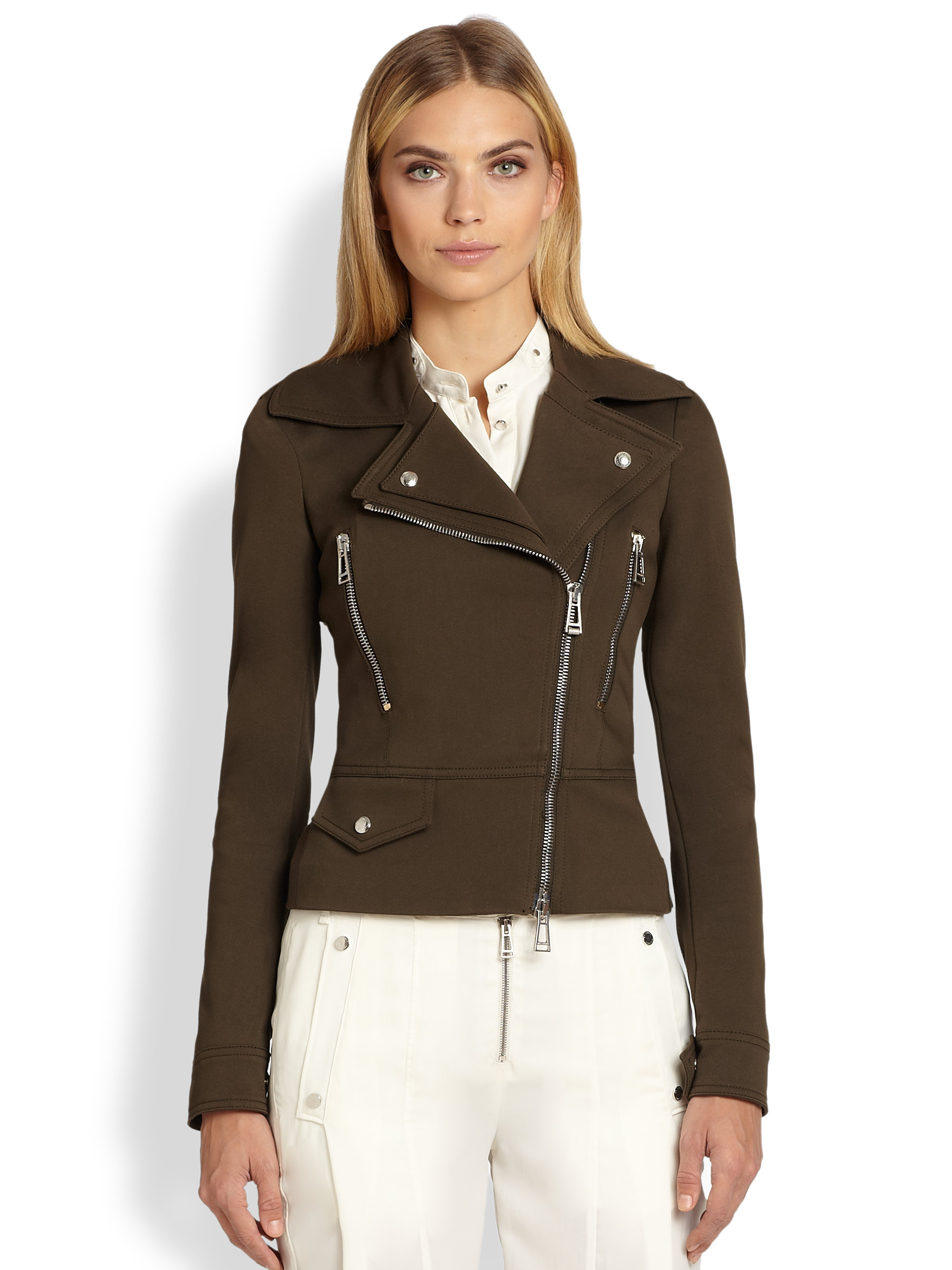 Lyst - Belstaff Stretch Jersey Moto Jacket in Brown