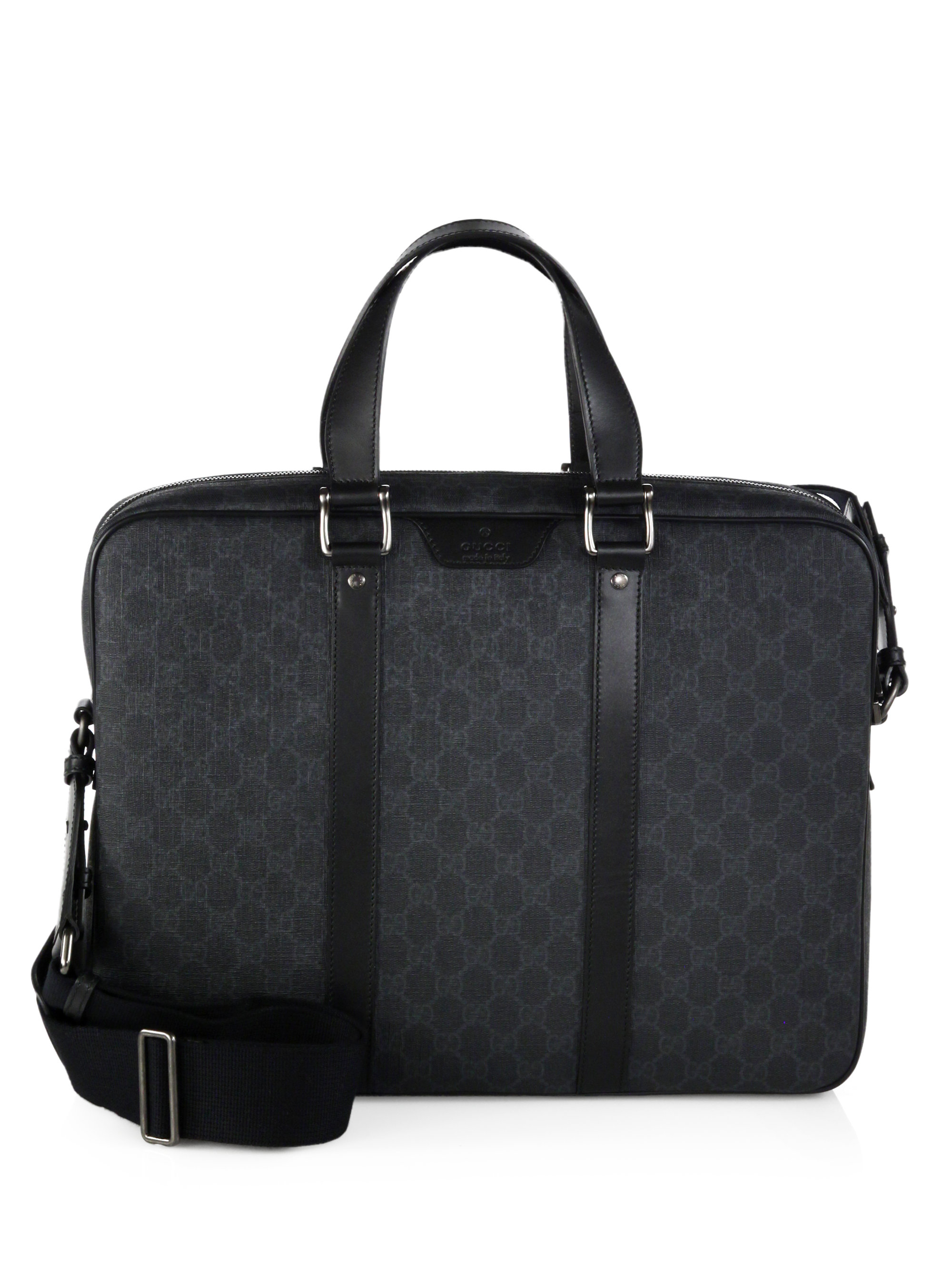 Gucci Gg Supreme Canvas Briefcase in Black for Men (BLACK-ROSE) | Lyst