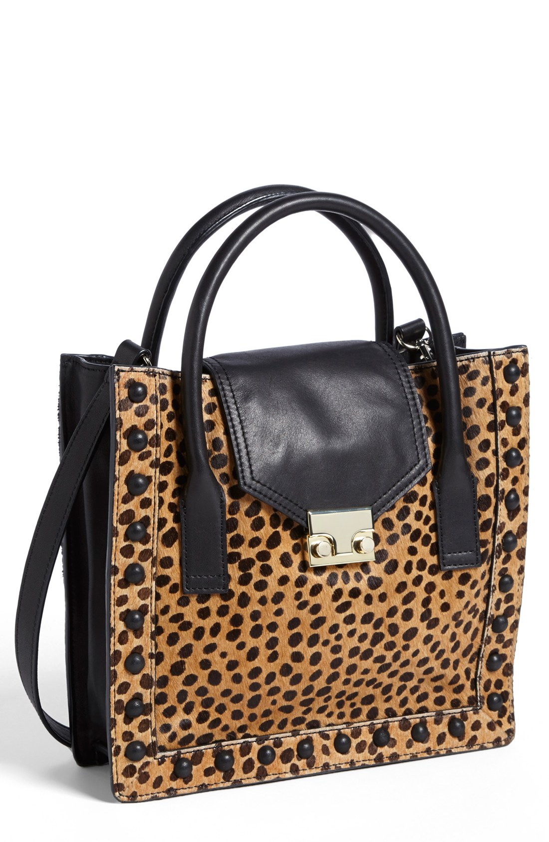 Loeffler Randall Junior Calf Hair Work Tote in Black (Cheetah/ Black ...