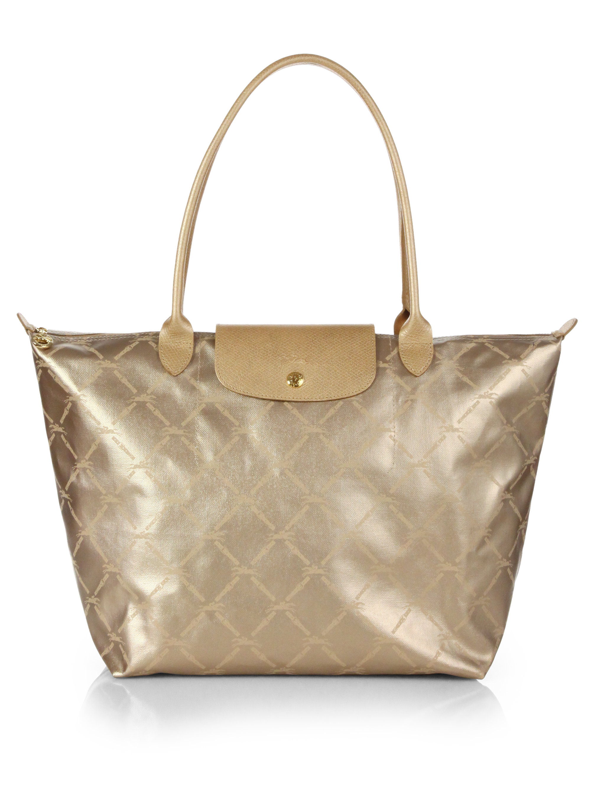 Lyst Longchamp Lm Metal Coated Canvas Shoulder Tote in Metallic