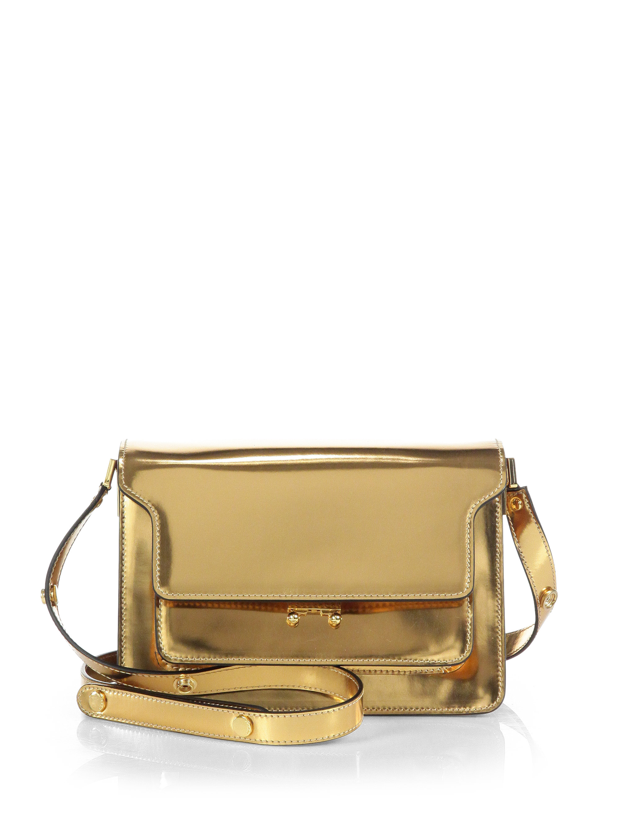 Lyst Marni Metallic Leather Triplegusset Shoulder Bag in Metallic