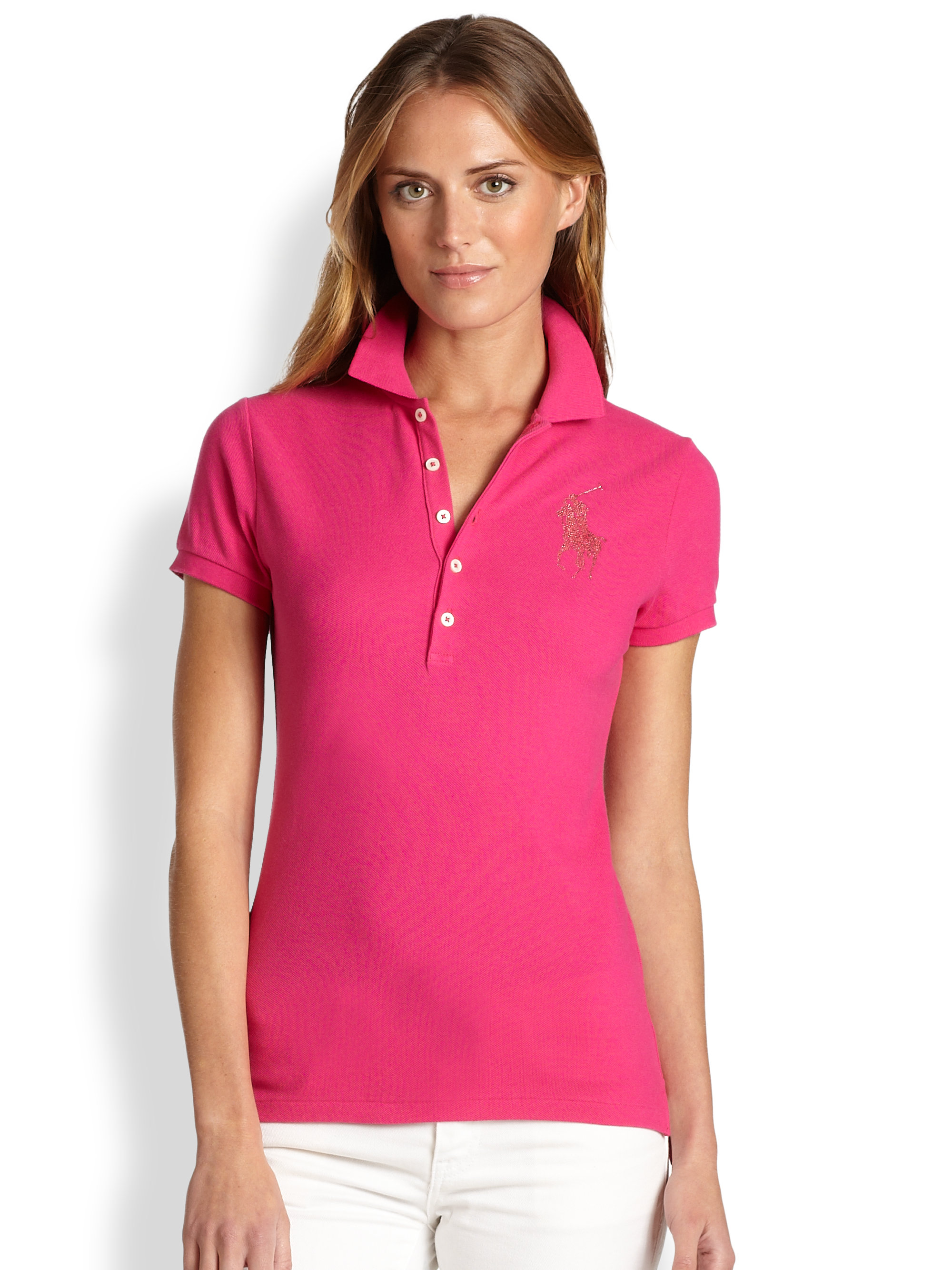 Lyst - Ralph Lauren Blue Label Crystal Big Pony Polo Shirt in Green