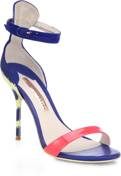 Sophia Webster Nicole Patent Leather Canvas Anklestrap Sandals in Blue ...