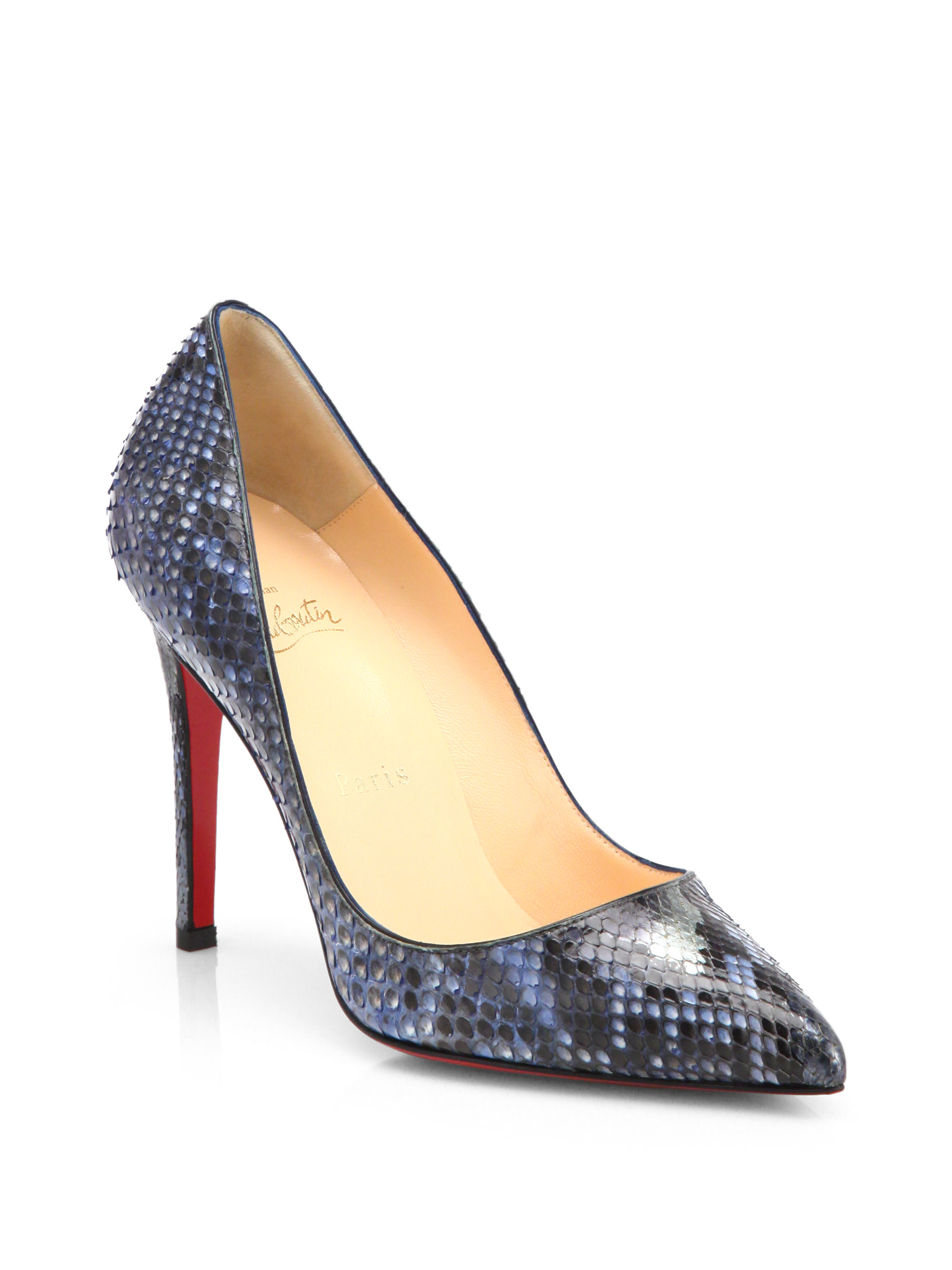 Christian Louboutin Pigalle 100 Python Pumps in (NAVY) | Lyst