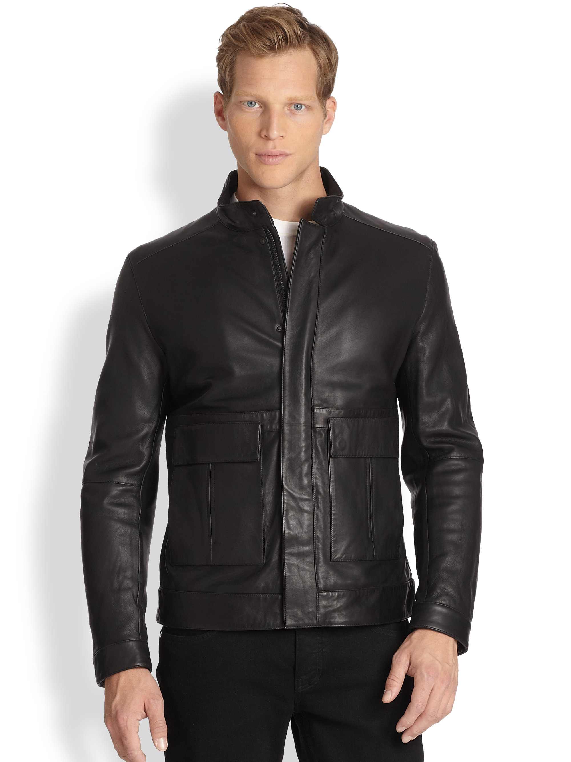 Elie Tahari Jacques Leather Jacket In Black For Men Lyst Gallery