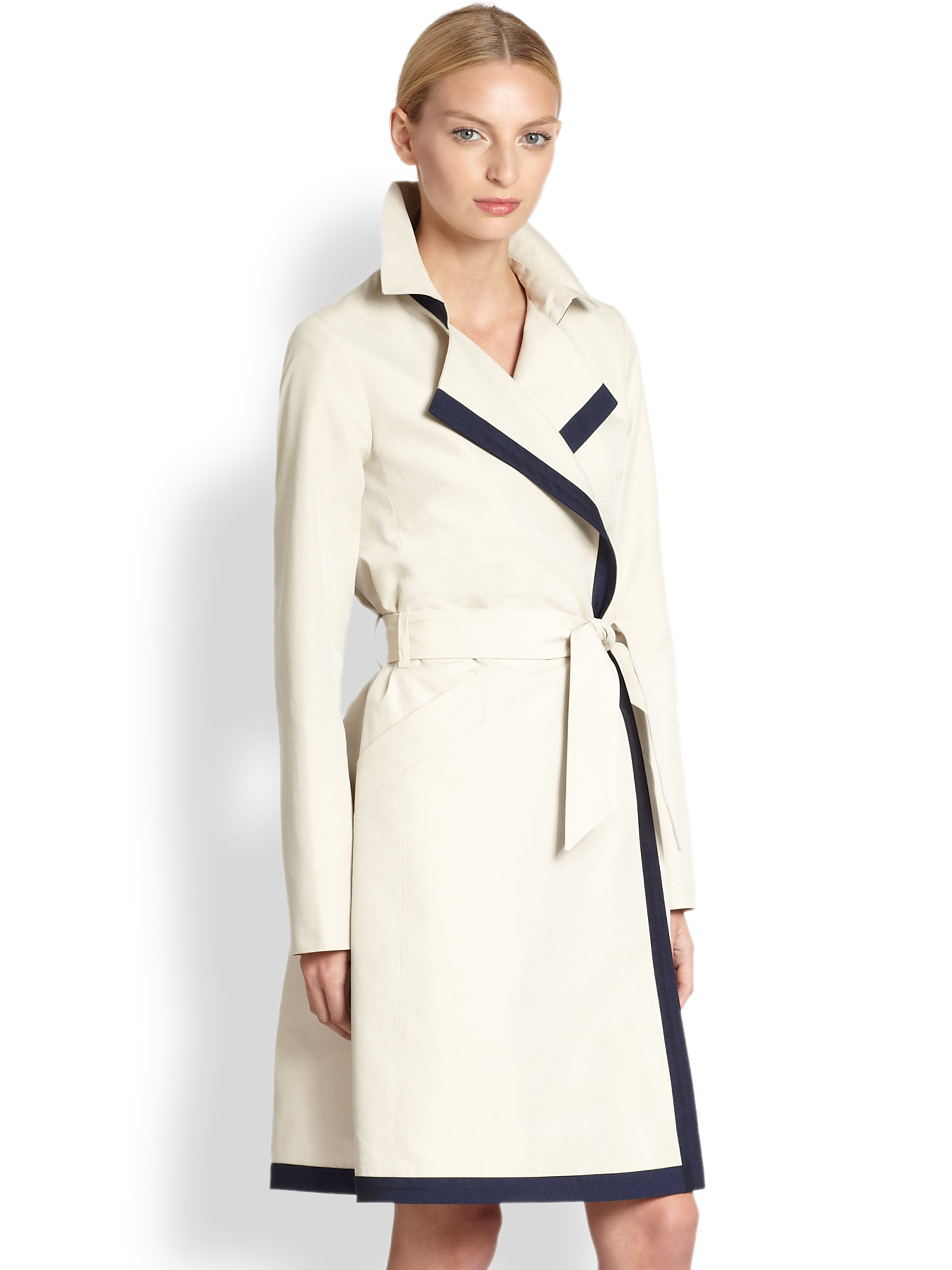 Martin grant Contrast Trimmed Trench in Blue | Lyst