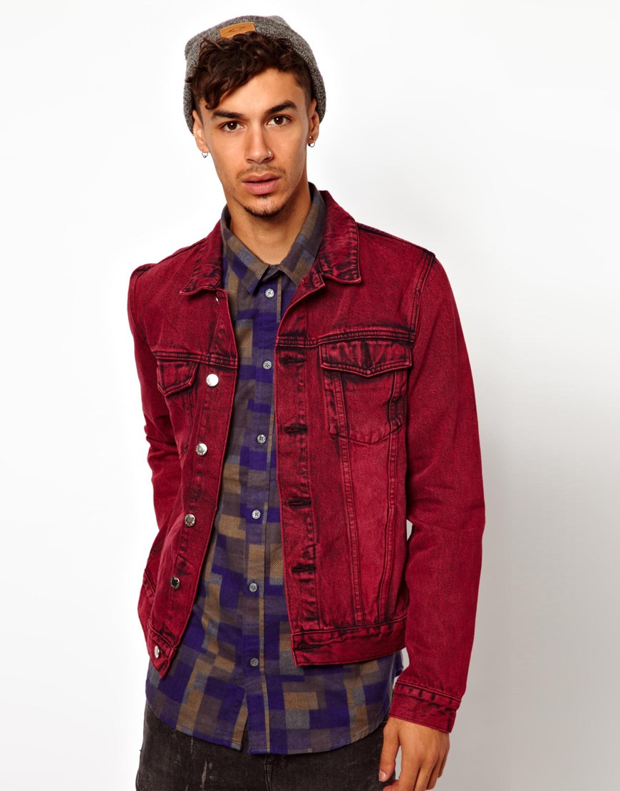 topman red denim jacket