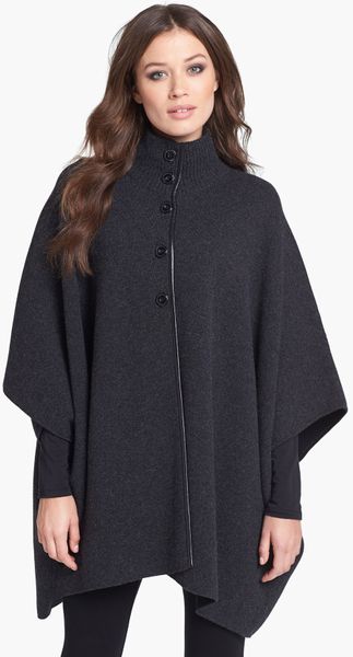 Nordstrom Collection Reversible Double Knit Cashmere Cape in Black ...