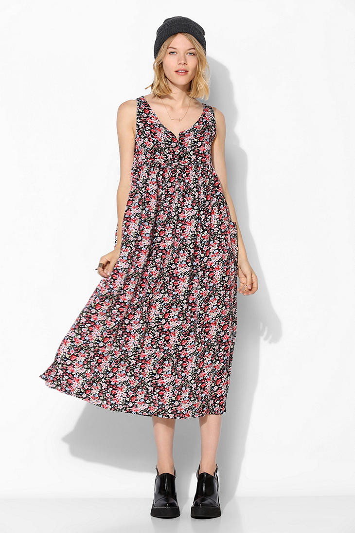 Lyst Urban Outfitters Urban Renewal Babydoll Maxi Dress in Black